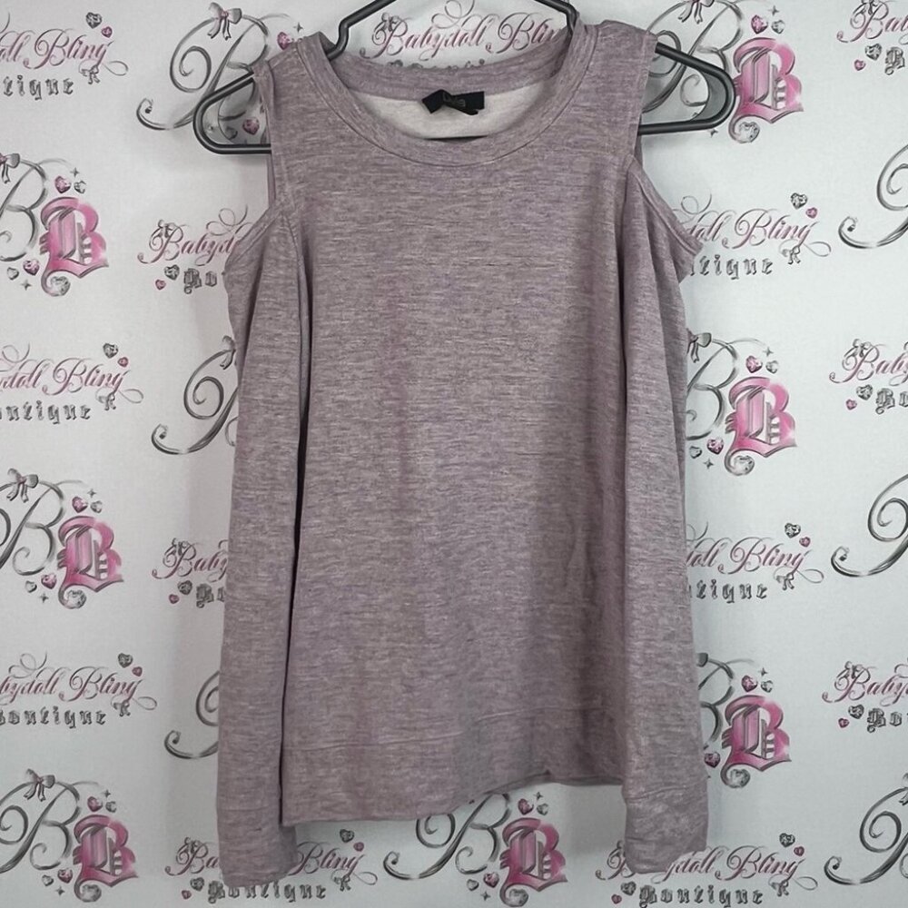 Dalia long sleeve open sleeve shoulder lilac Lavender Cold Shoulder Sweatshirt